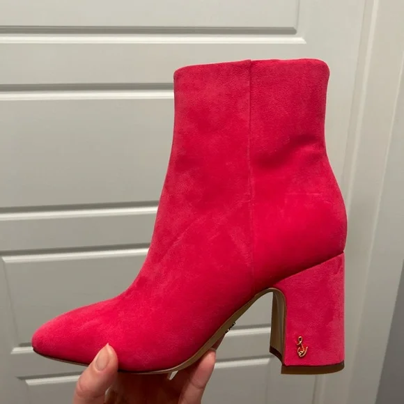 Block Heel Sam Edelman Red Ankle Boots Sam Edelman Shoes Sam
